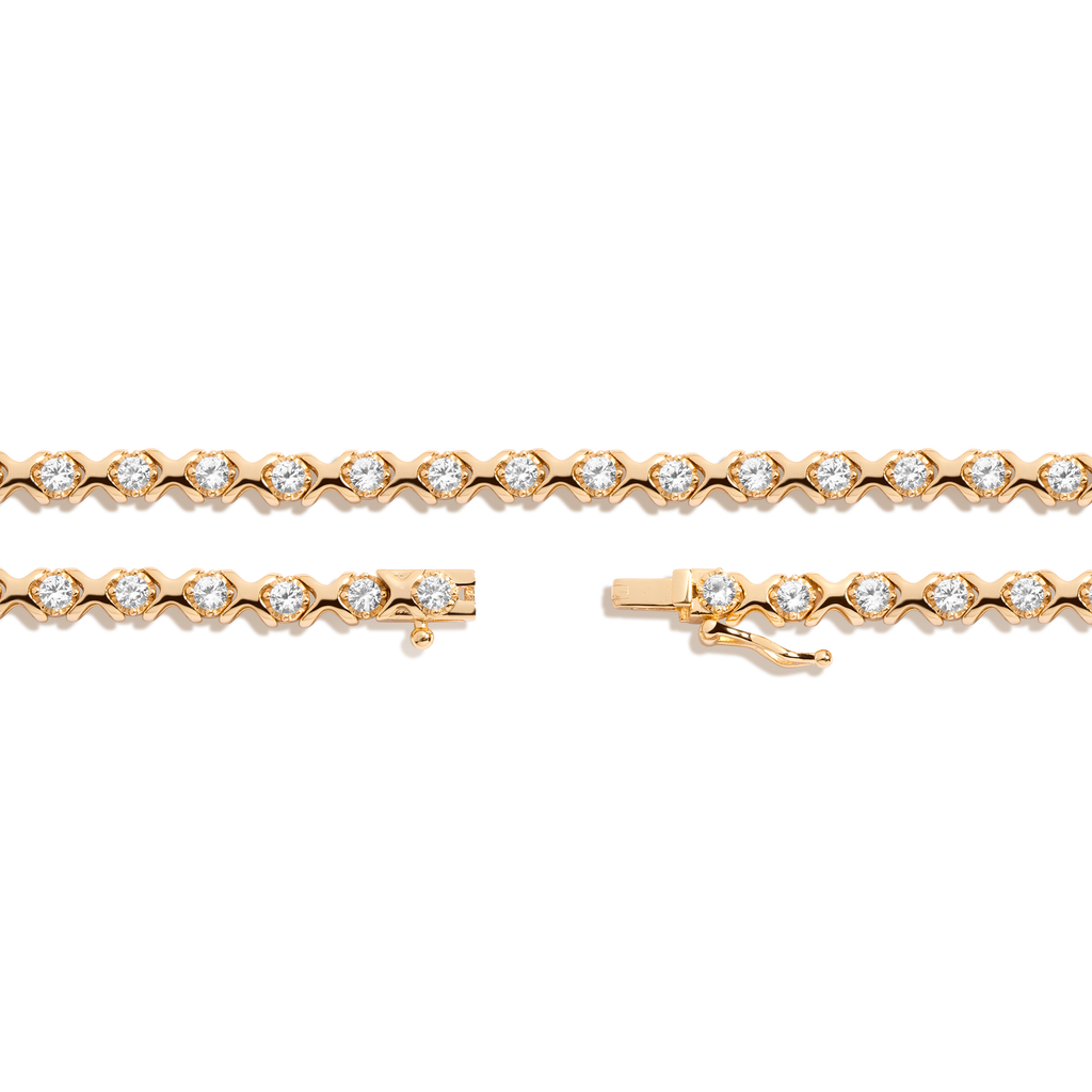 Bold Lab Grown White Sapphire X Tennis Necklace, Dazzling Yellow Gold Vermeil Choker