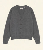 Luxurious Charcoal Cashmere Cardigan: Slouchy Fit, Mother-of-Pearl Buttons, V-Neck