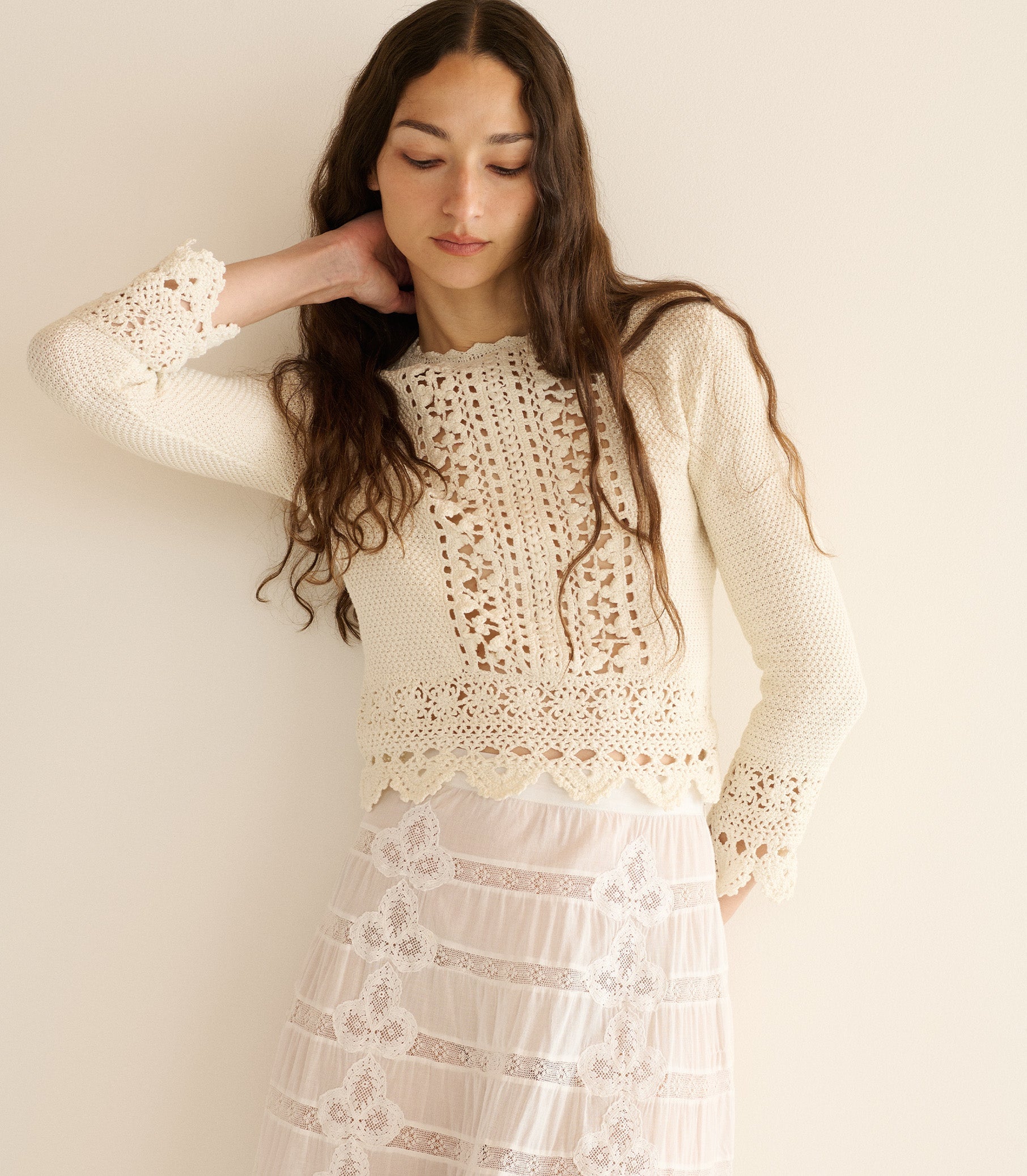 DOEN Hand-Crocheted Pearl Azura Top: Luxurious Pima Cotton, Edwardian Inspired Style