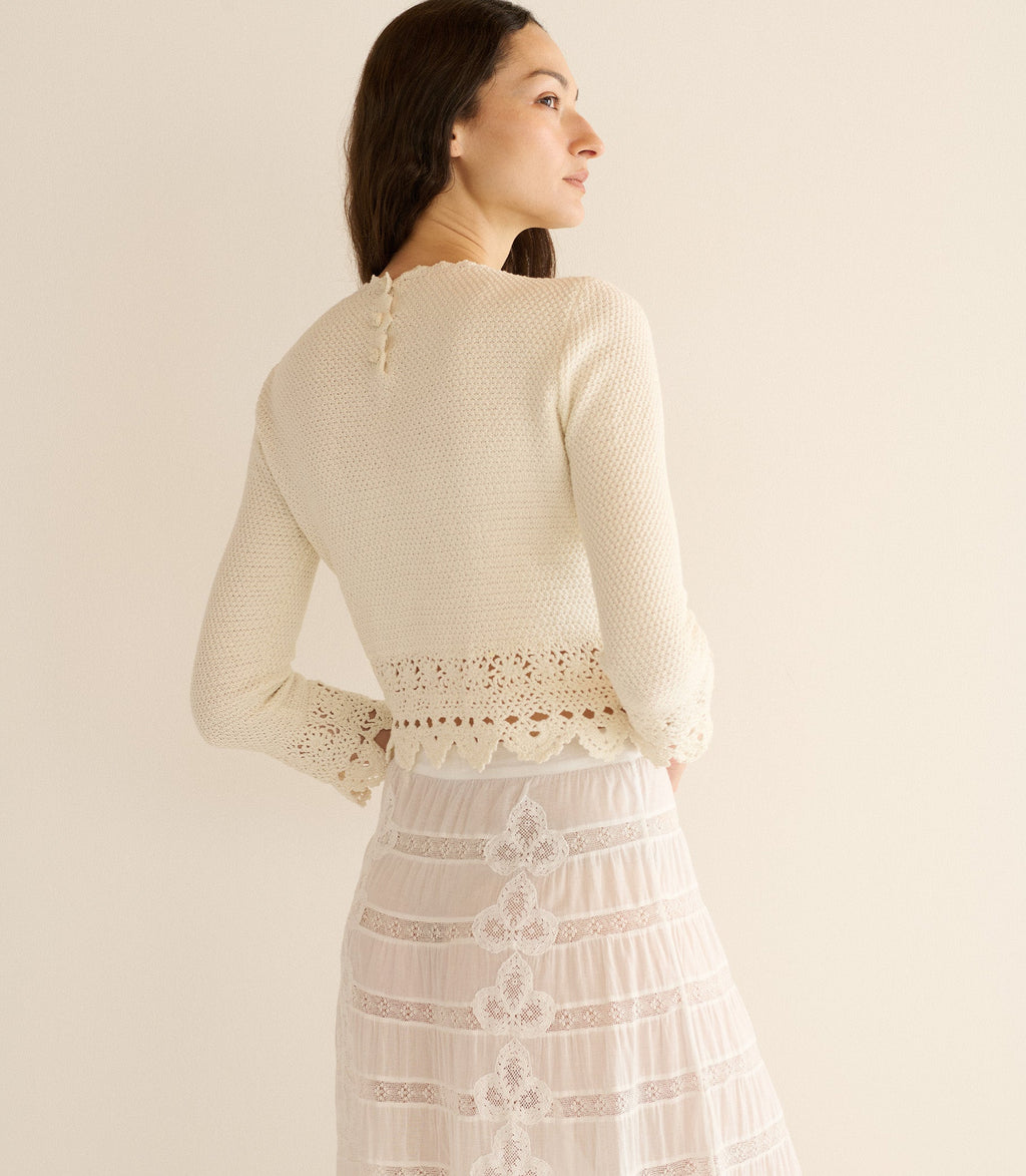 DOEN Hand-Crocheted Pearl Azura Top: Luxurious Pima Cotton, Edwardian Inspired Style