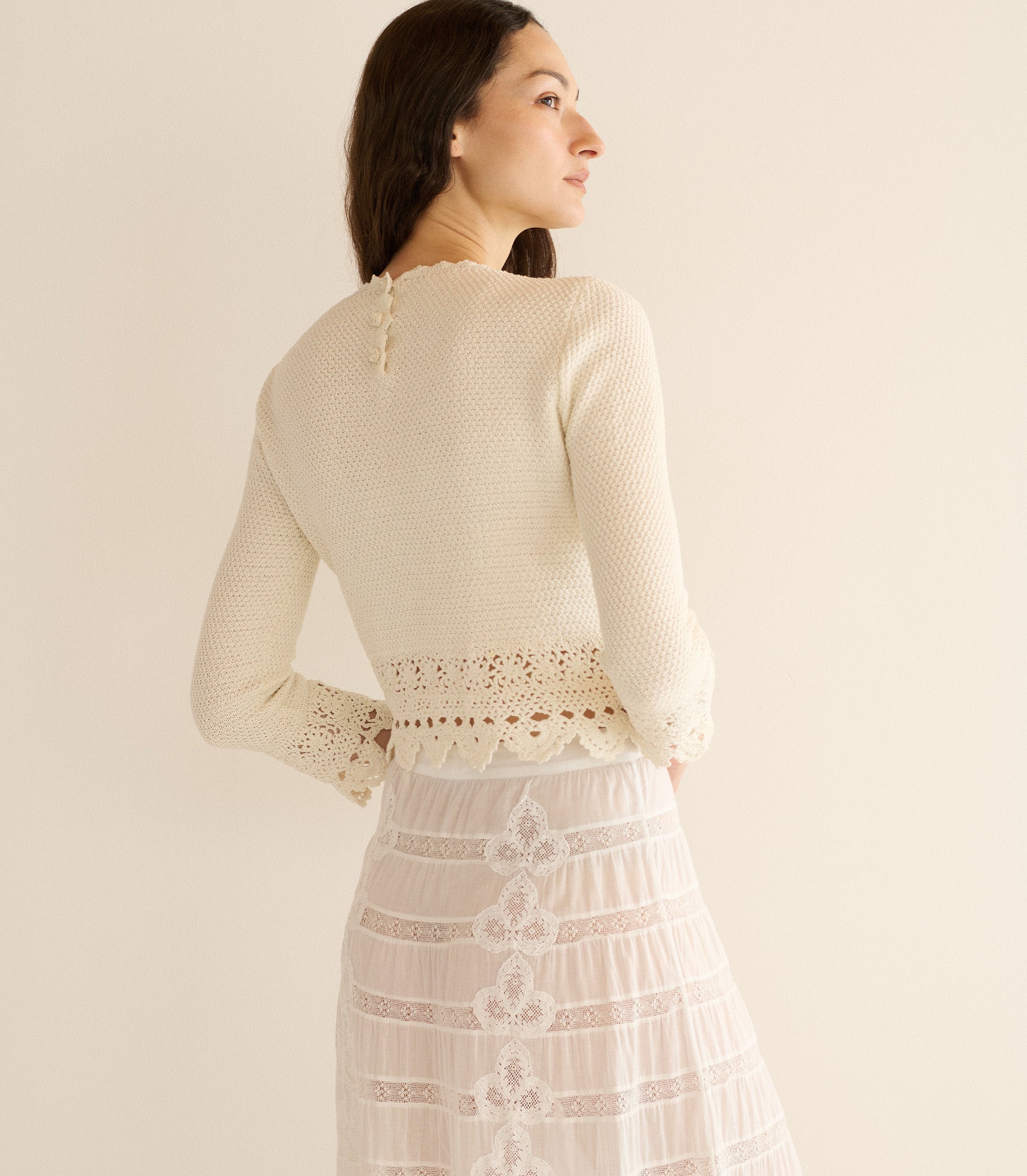 DOEN Hand-Crocheted Pearl Azura Top: Luxurious Pima Cotton, Edwardian Inspired Style