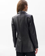 Luxurious Ash Lamb Leather Blazer for Women - Elegant Two-Button Tailored Fit