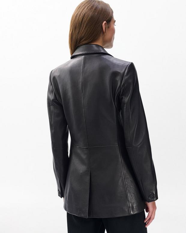 Luxurious Ash Lamb Leather Blazer for Women - Elegant Two-Button Tailored Fit