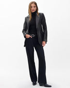 Luxurious Ash Lamb Leather Blazer for Women - Elegant Two-Button Tailored Fit