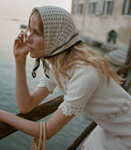 Elegant DÔEN Bathilde Pearl Hand-Crocheted Pima Cotton Mini Dress, Artisan Crafted