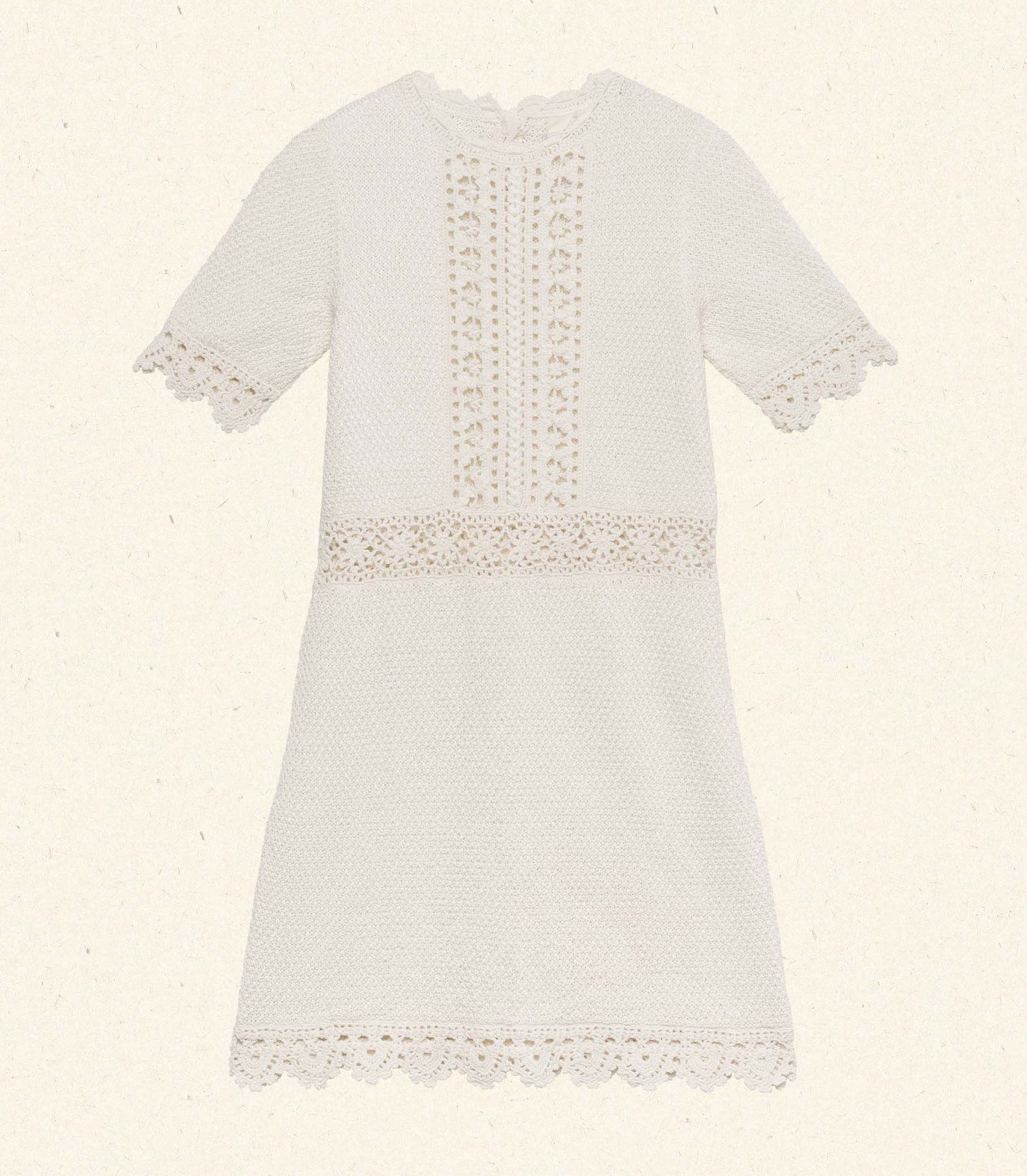 Elegant DÔEN Bathilde Pearl Hand-Crocheted Pima Cotton Mini Dress, Artisan Crafted