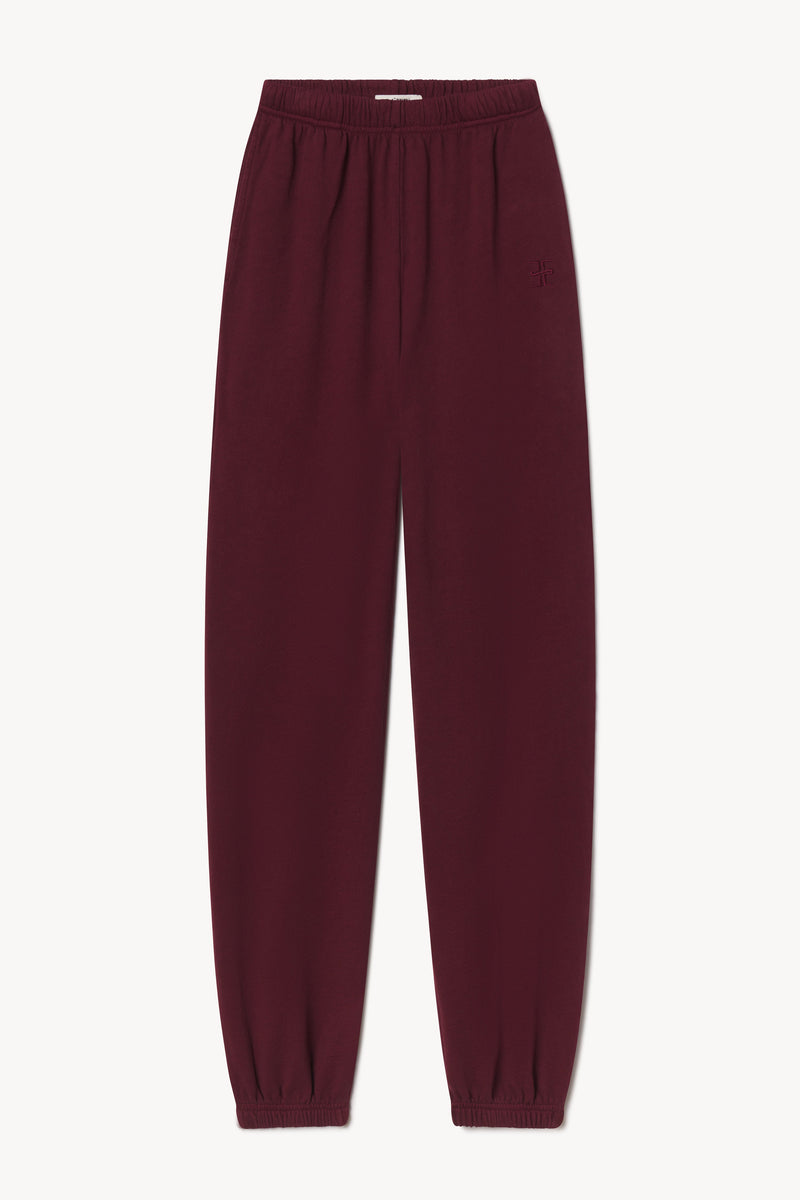 ÉTERNE Unisex Lightweight French Terry Boyfriend Pocket Sweatpants Oxblood
