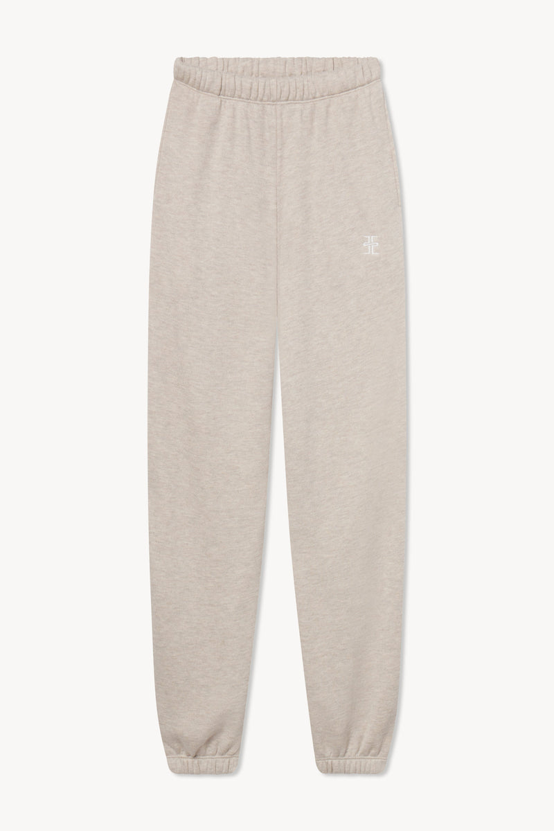 ÉTERNE Heather Oatmeal French Terry Relaxed Boyfriend Pocket Sweatpants