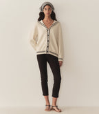 Luxurious Bonaventure Cashmere Organic Cotton Cardigan - Relaxed Nautical Knit