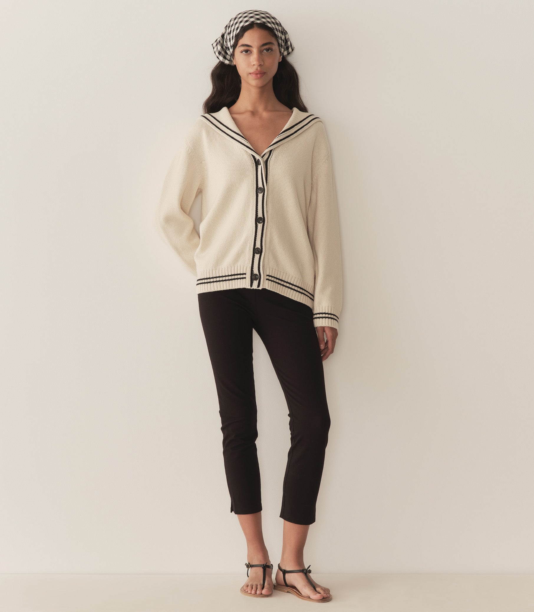 Luxurious Bonaventure Cashmere Organic Cotton Cardigan - Relaxed Nautical Knit