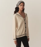 Luxurious Bonaventure Cashmere Organic Cotton Cardigan - Relaxed Nautical Knit