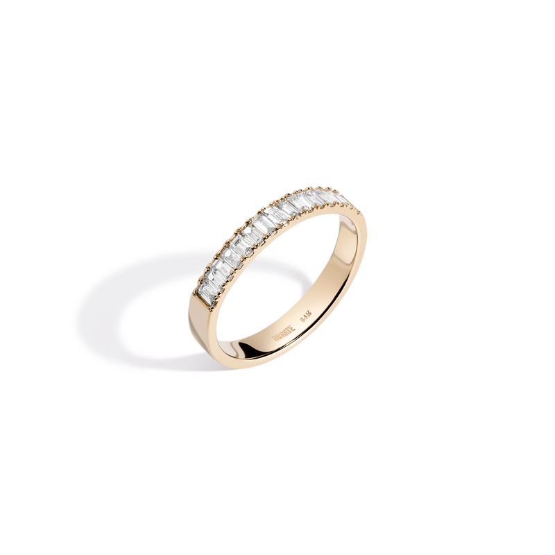 Elegant Half-Set Natural Baguette Diamond Eternity Ring in Solid Gold