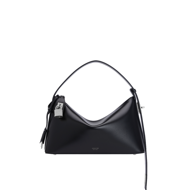 Versatile Black Calf Leather Hobo Bag with Convertible Shoulder Crossbody Clutch Strap