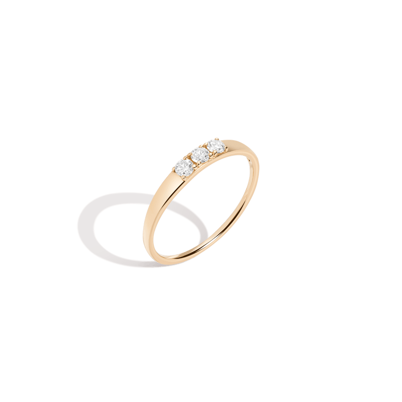 Elegant 14K/18K Gold Bold Diamond Stacker Ring with 3 Brilliant Stones