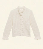 Elegant Ivory Claudie Cardigan: '50s Inspired Baby Alpaca-Wool Blend with Ruffles