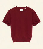 Luxurious Cloud-Soft Cashmere Mock Neck Top, Short Sleeve, Fitted, Ribbed Detail