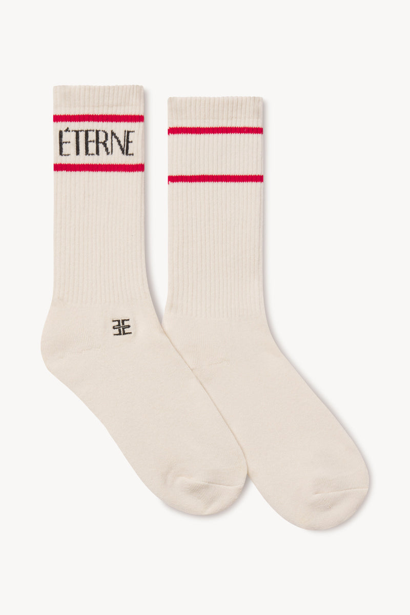 ÉTERNE Cream Logo Sport Sock - Ultra-Soft Cotton Blend, Everyday Wear