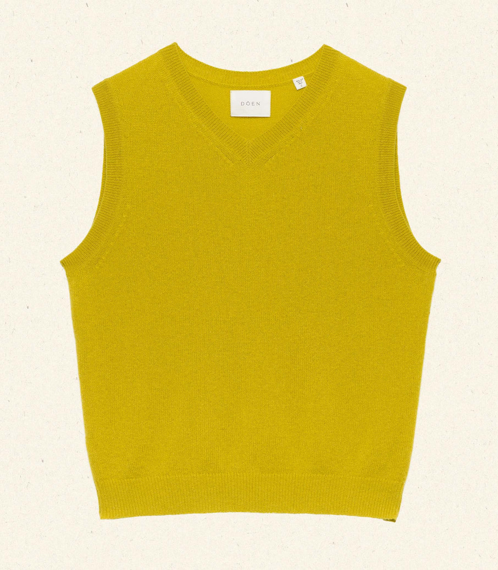 Luxurious Cashmere V-Neck Sleeveless Knit Vest, 60s-Inspired Fitted Ribbed Design