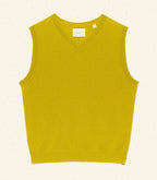 Luxurious Cashmere V-Neck Sleeveless Knit Vest, 60s-Inspired Fitted Ribbed Design