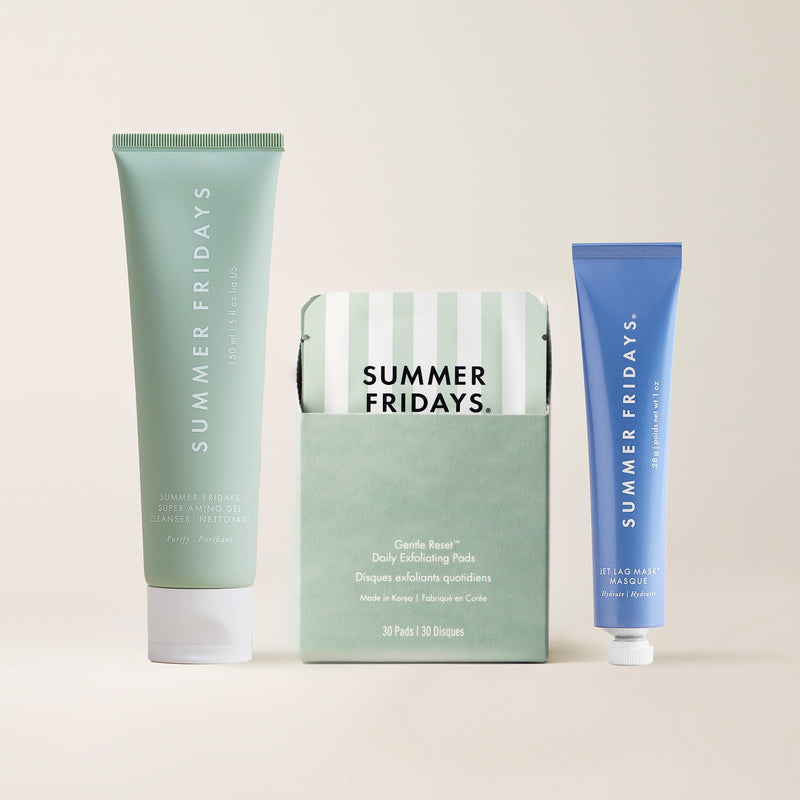 Summer Fridays Daily Reset Skincare Trio: Gentle Cleanser, Pads, Gel Cream