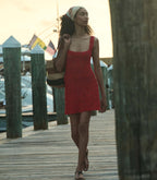 Hand-Crocheted Ruby Eloise Mini Dress: Pima Cotton, Floral Crochet, Square Neck