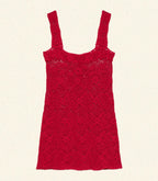 Hand-Crocheted Ruby Eloise Mini Dress: Pima Cotton, Floral Crochet, Square Neck