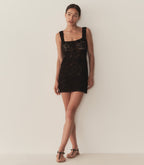 Hand-Crocheted Pima Cotton Eloise Mini Shift Dress with Floral Details