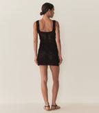 Hand-Crocheted Pima Cotton Eloise Mini Shift Dress with Floral Details