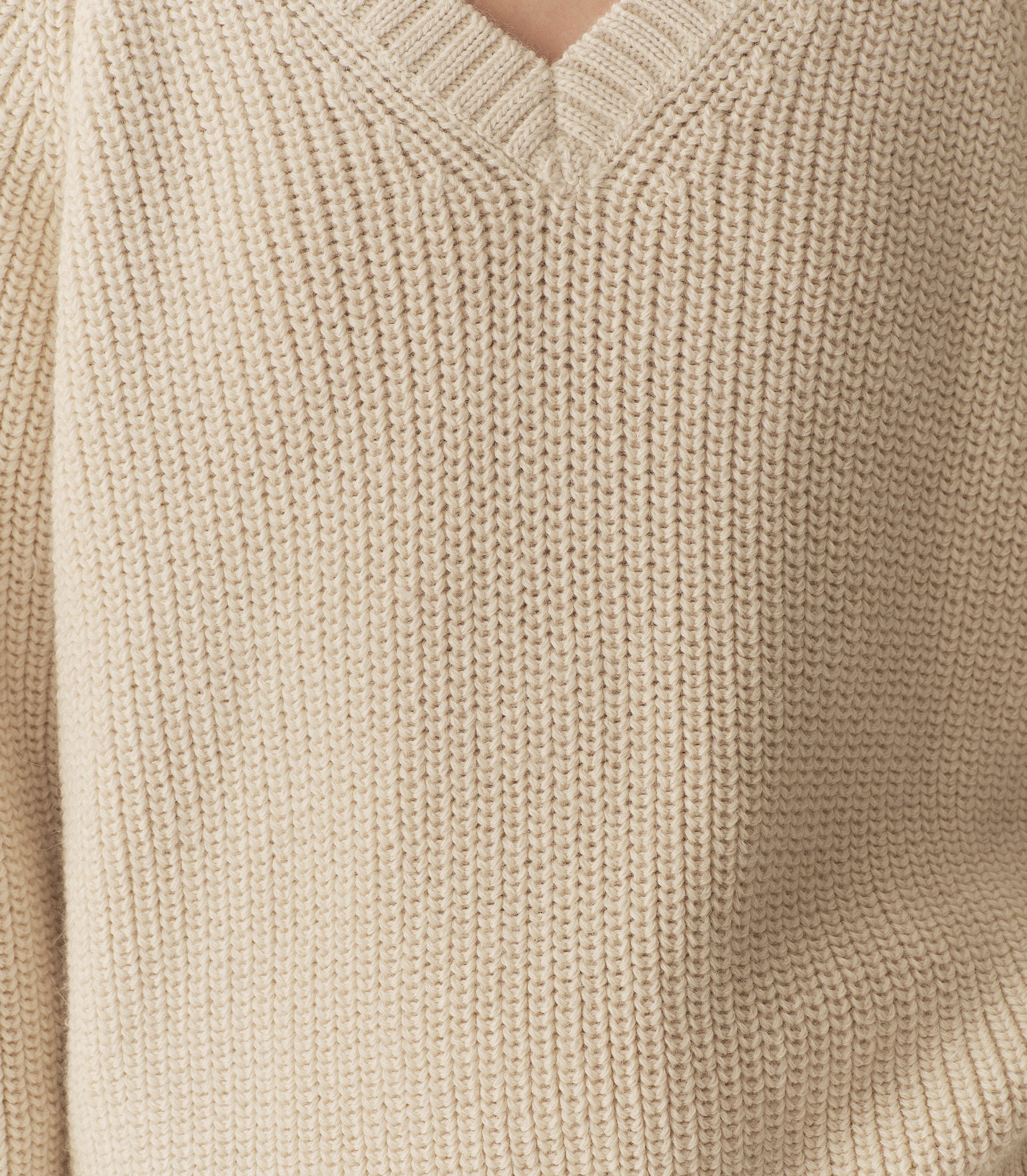 Emmons Cream Plush Alpaca Oversized Slouchy V-Neck Fisherman Knit Sweater