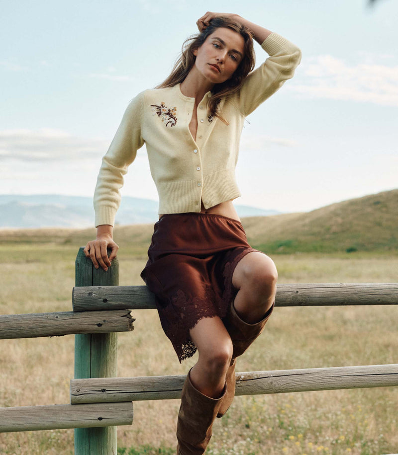 Luxurious Fairchild Cashmere Cardigan with Buttercup Floral Embroidery and Sequins