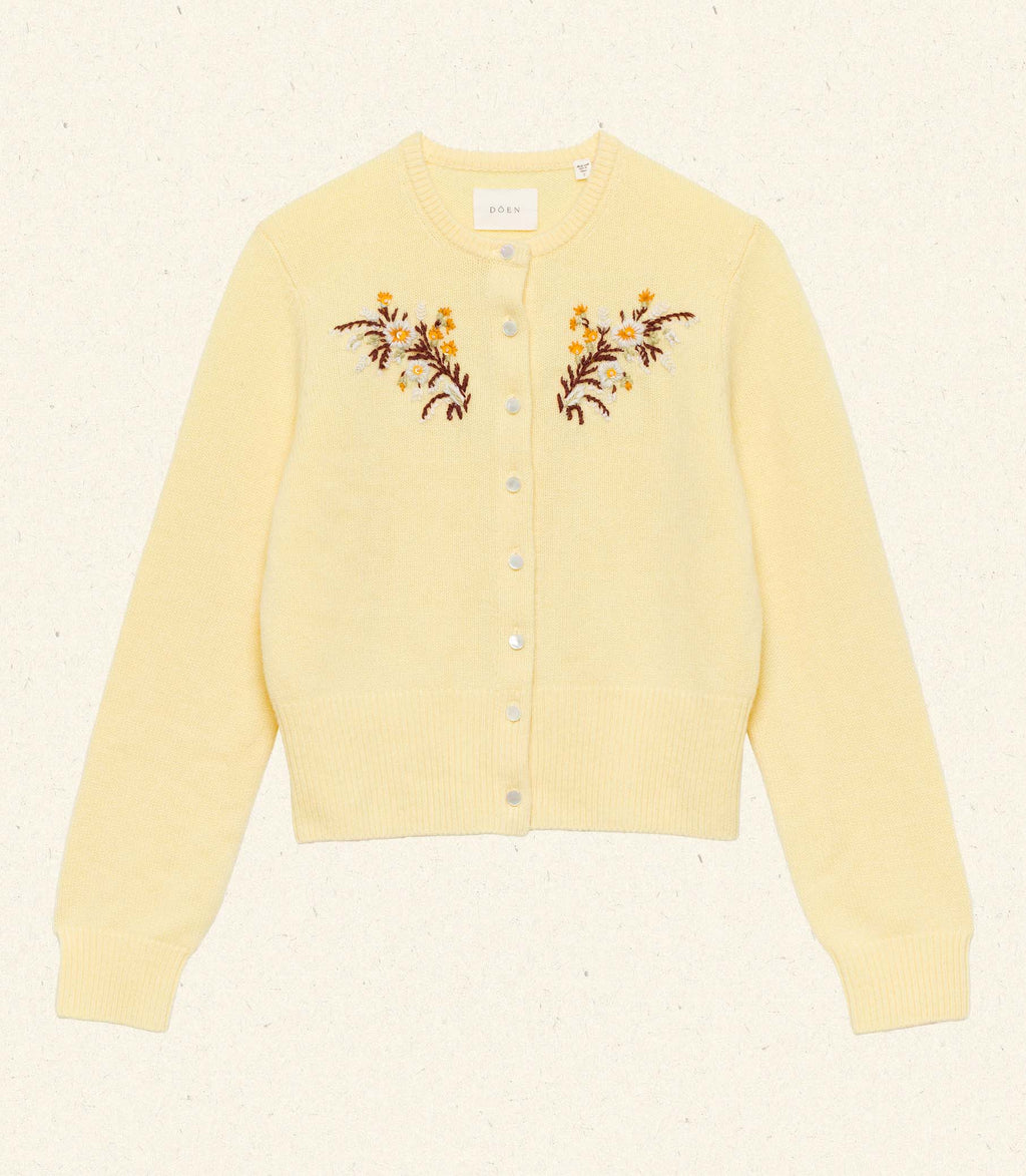 Luxurious Fairchild Cashmere Cardigan with Buttercup Floral Embroidery and Sequins