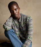 Vintage-Inspired Dashwood Fair Isle Wool-Cashmere Fitted Cardigan Sweater with Buttons