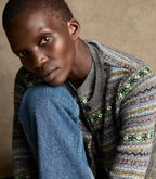 Vintage-Inspired Dashwood Fair Isle Wool-Cashmere Fitted Cardigan Sweater with Buttons