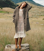 Elegant Hand-Crocheted Pearl Pima Cotton Midi Dress - Irish Lace Inspired