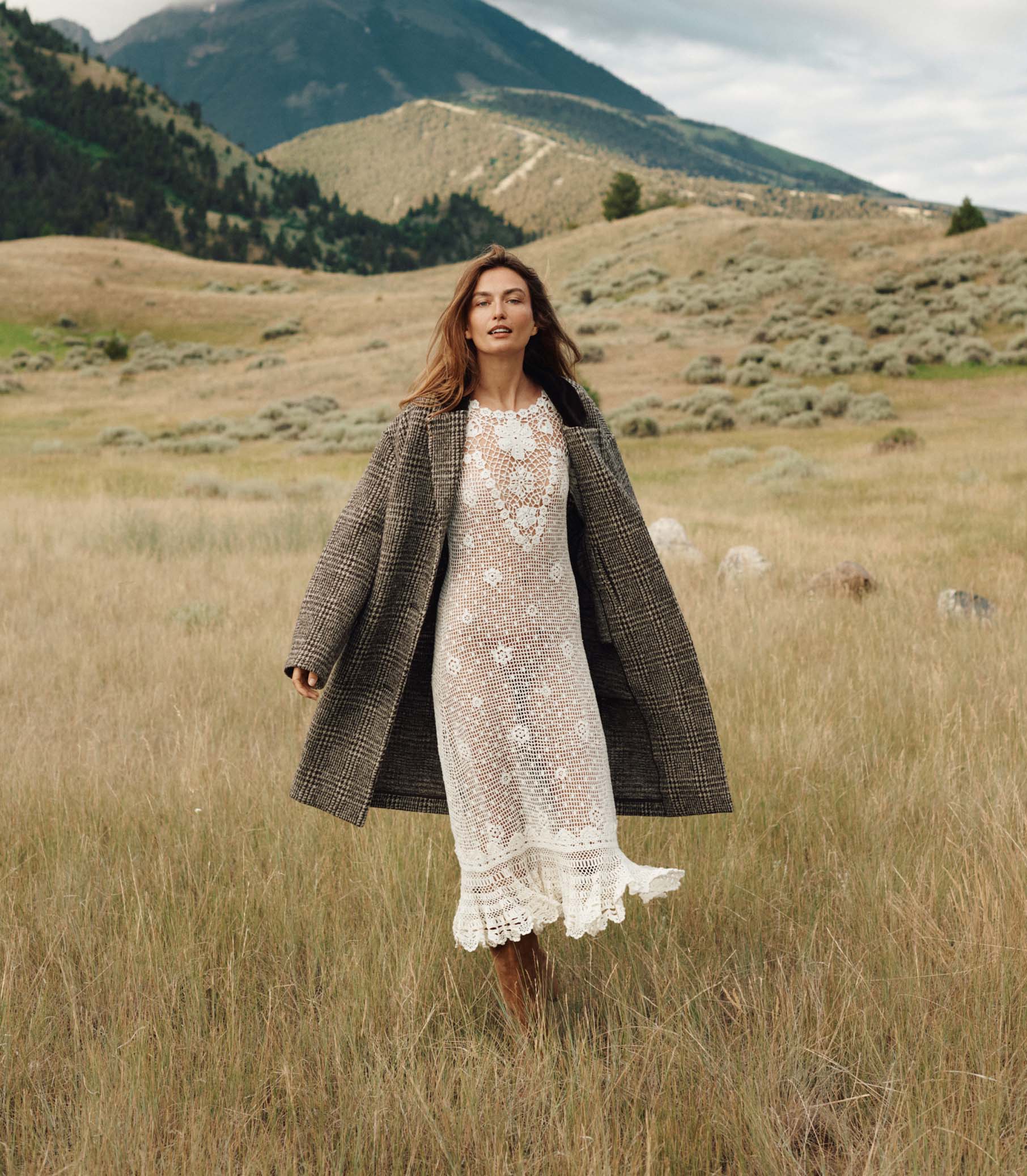 Elegant Hand-Crocheted Pearl Pima Cotton Midi Dress - Irish Lace Inspired