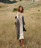 Elegant Hand-Crocheted Pearl Pima Cotton Midi Dress - Irish Lace Inspired