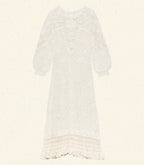 Elegant Hand-Crocheted Pearl Pima Cotton Midi Dress - Irish Lace Inspired