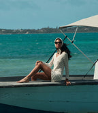 DOEN Florina Pearl Hand-Crocheted Pima Cotton Mini Dress with Sheer Lace Bodice