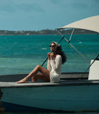 DOEN Florina Pearl Hand-Crocheted Pima Cotton Mini Dress with Sheer Lace Bodice