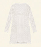DOEN Florina Pearl Hand-Crocheted Pima Cotton Mini Dress with Sheer Lace Bodice