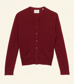 Luxurious Cloud-Soft Cashmere Cardigan, Classic Crew Neck, Fitted Silhouette, Malbec