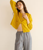 Luxurious Citrine Cashmere Cardigan: Cloud-Soft, Fitted, Mother-of-Pearl Buttons