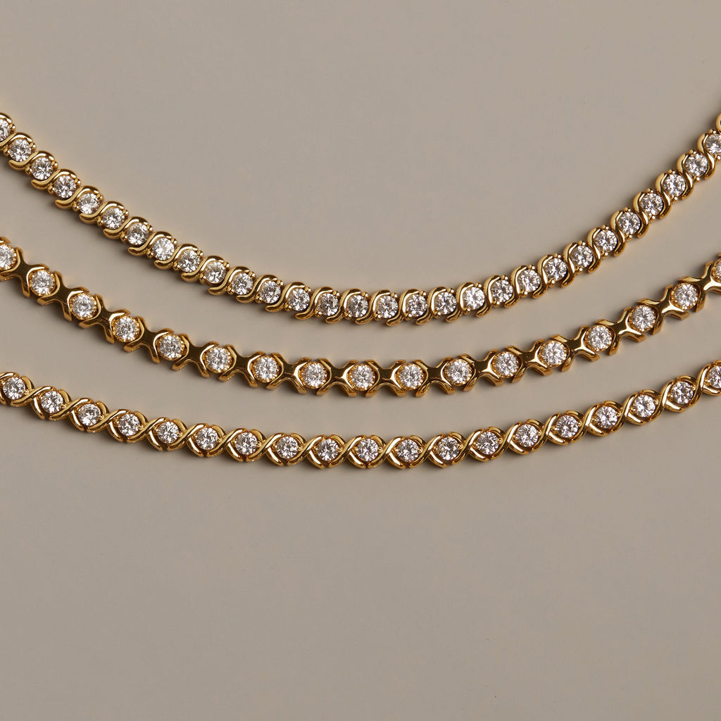 Bold Lab Grown White Sapphire X Tennis Necklace, Dazzling Yellow Gold Vermeil Choker