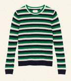 Luxurious Hyeres Cashmere Sweater: Soft Green Carrington Stripe Crewneck
