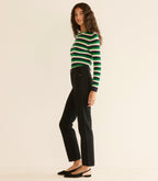 Luxurious Hyeres Cashmere Sweater: Soft Green Carrington Stripe Crewneck