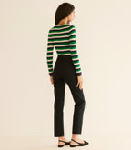 Luxurious Hyeres Cashmere Sweater: Soft Green Carrington Stripe Crewneck