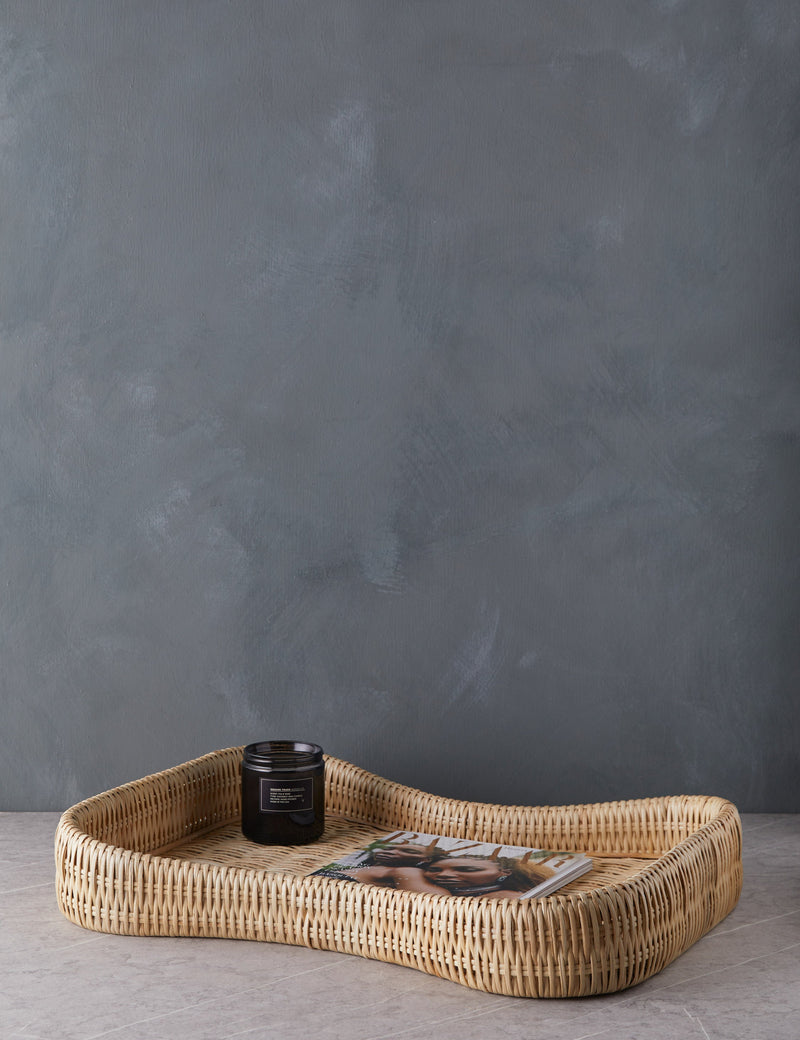 Howell Natural Rattan Round Decorative Serving and Display Tray