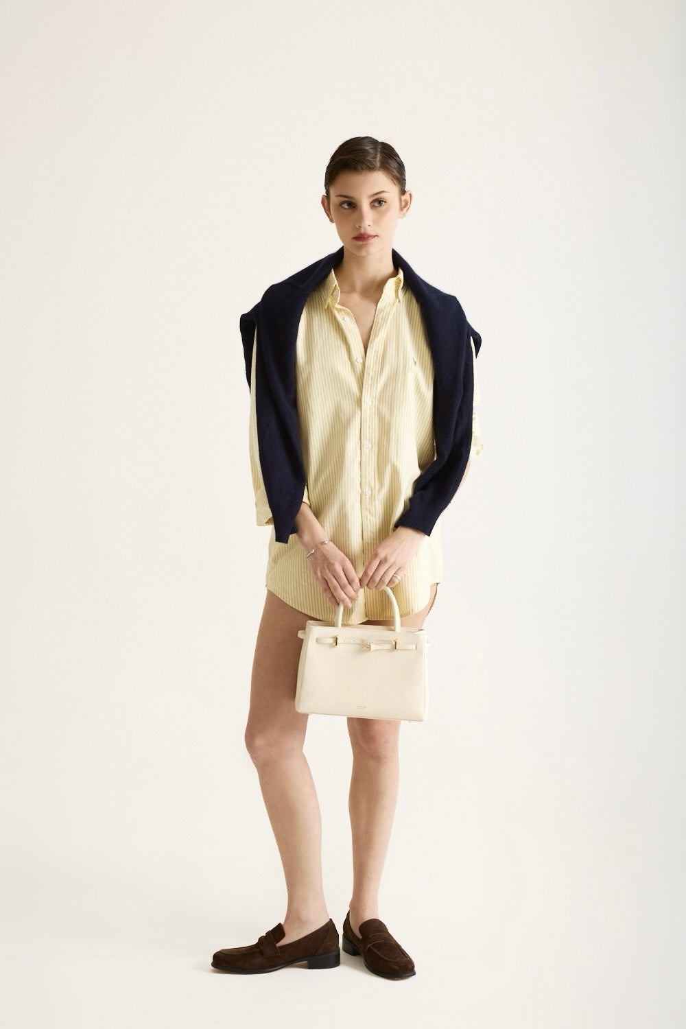 Chic Ivory Togo Leather Book Tote Bag 25: Versatile Crossbody Handbag