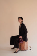 Chic Burgundy Genuine Leather Ring Handle Mini Evening Shoulder Bag for Women