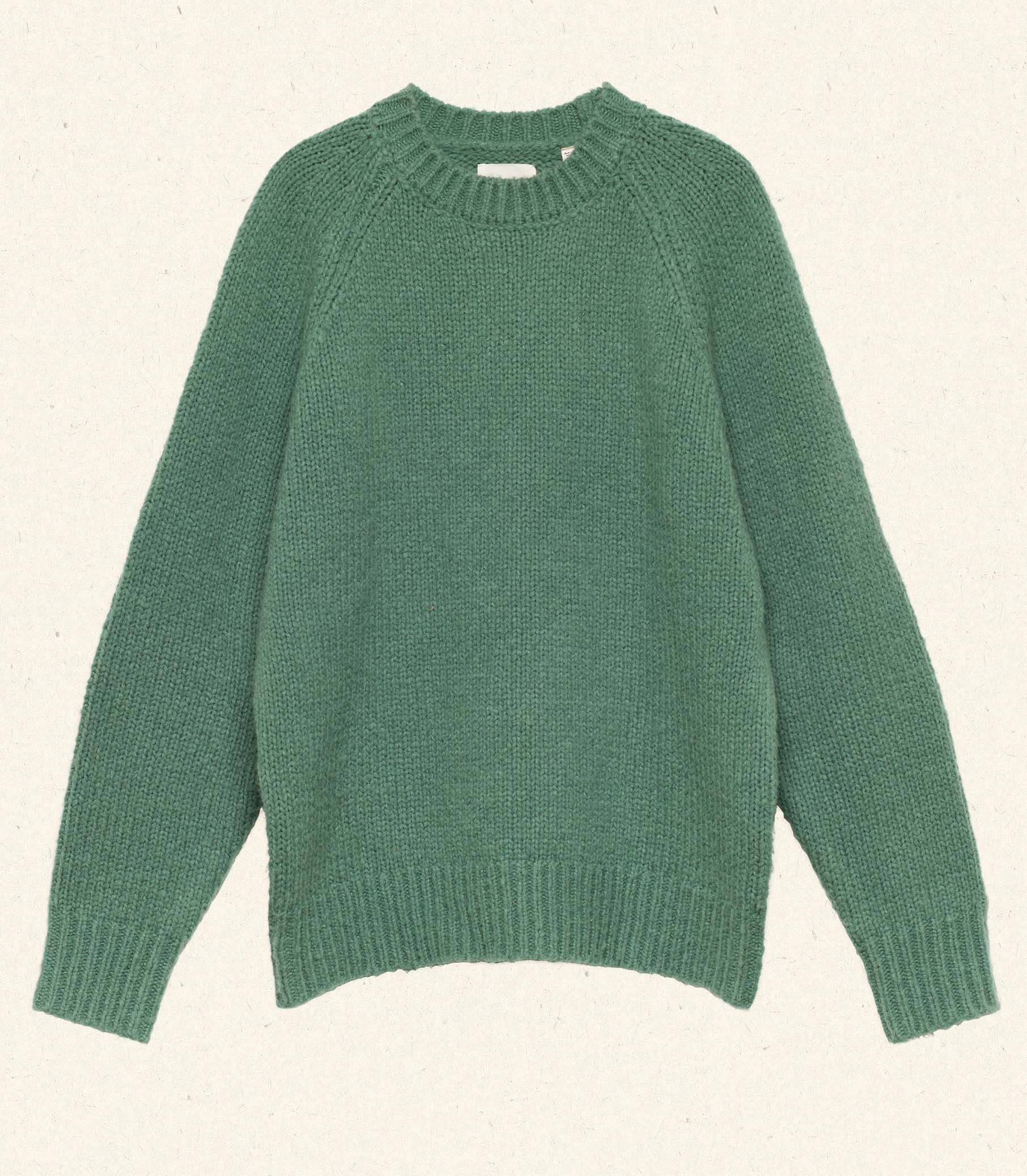 Cozy '90s Oversized Valley Green Merino Wool Blend Sweater for Women